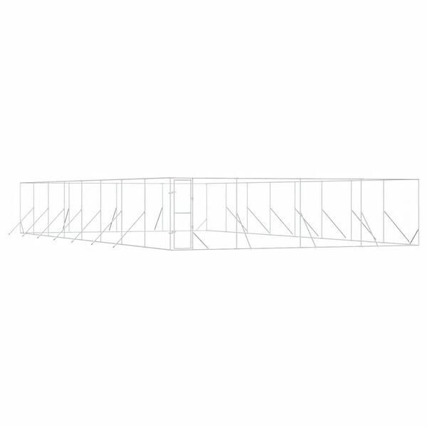 vidaXL Външна клетка за куче сребриста 8x16x2 м поцинкована стомана