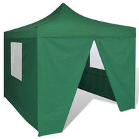 vidaXL Сгъваема шатра 3 х 3 м, с 4 стени, зелена