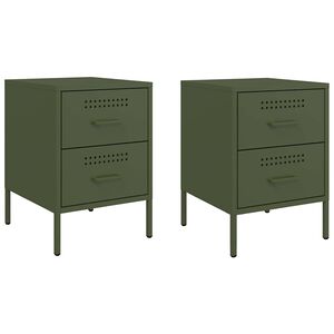 vidaXL Нощни шкафчета 2 бр маслиненозелени 36x39x50,5 см стомана