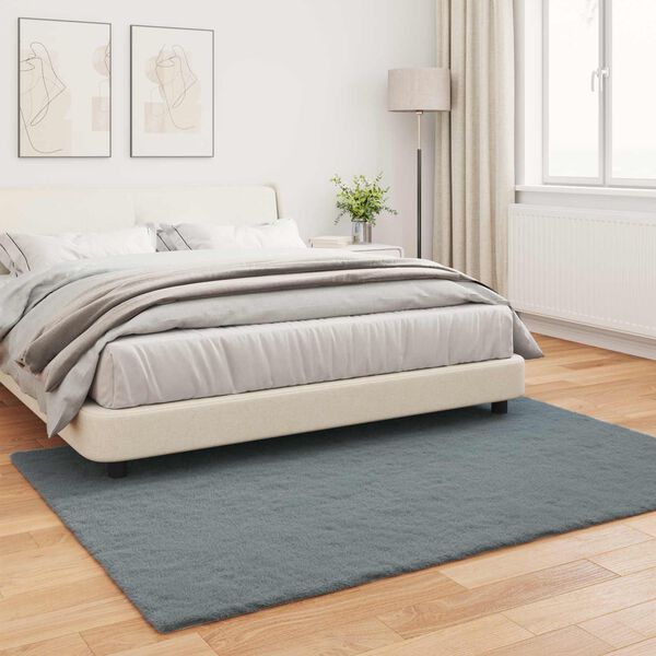 vidaXL Килим с изкуствена заешка козина Olite Антрацит 120 x 170 cm