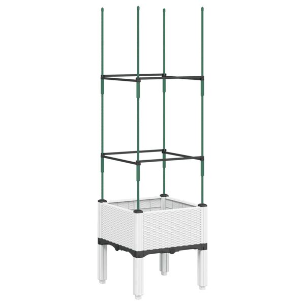 vidaXL Градински сандък с пергола, бял, 40x40x142,5 см, PP