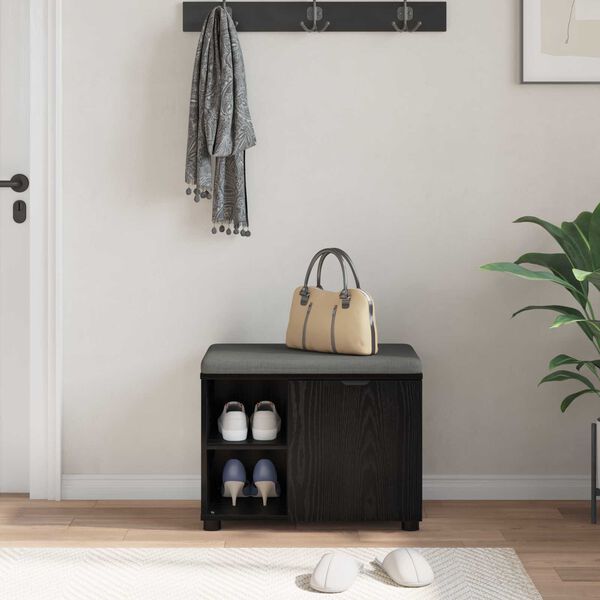 vidaXL Пейка за коридор с възглавница Черния дъб 60 x 38 x 46 см