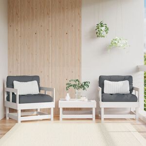 vidaXL Градински столове, 2 бр, бели, борово дърво масив