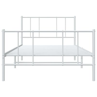 vidaXL Метална рамка за легло с горна и долна табла, бяла, 100x190 см