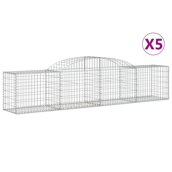 vidaXL Габионни кошници арка 5 бр 300x50x60/80 см поцинковано желязо