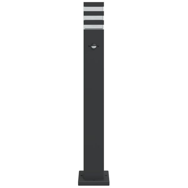 vidaXL Външни подови лампи със сензори, 3 бр, черен, 80 см, алуминий