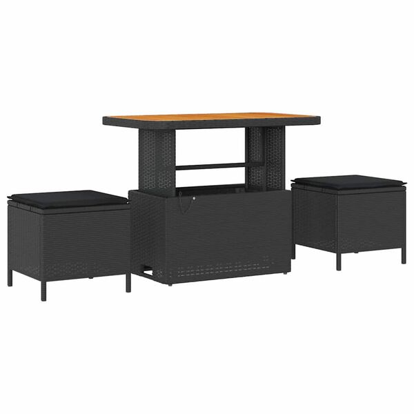 vidaXL Градински Софа Комплект с възглавница 11 pcs Черно