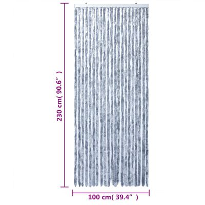 vidaXL Ресни за врата против мухи, сребристо, 100x230 см, шенил