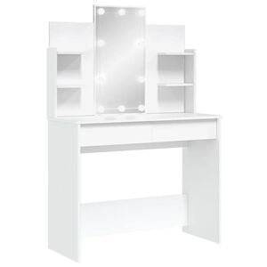 vidaXL Тоалетка с LED лампи, бяла, 96x40x142 см