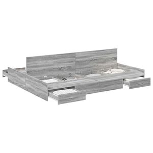 vidaXL Легло с място за съхранение с чекмедже Сив Сонома 135 x 190 cm