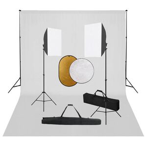 vidaXL Фотографски комплект за студио със софтбокс, фон и рефлектор