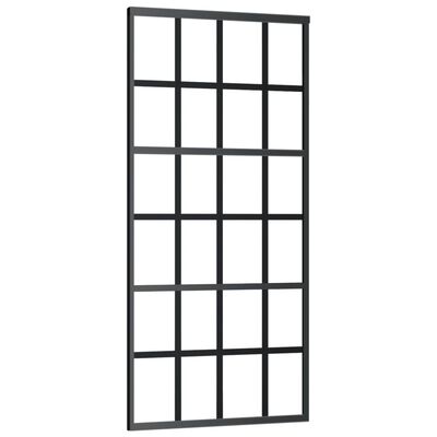vidaXL Плъзгаща врата, ESG стъкло и алуминий, 90x205 см, черна