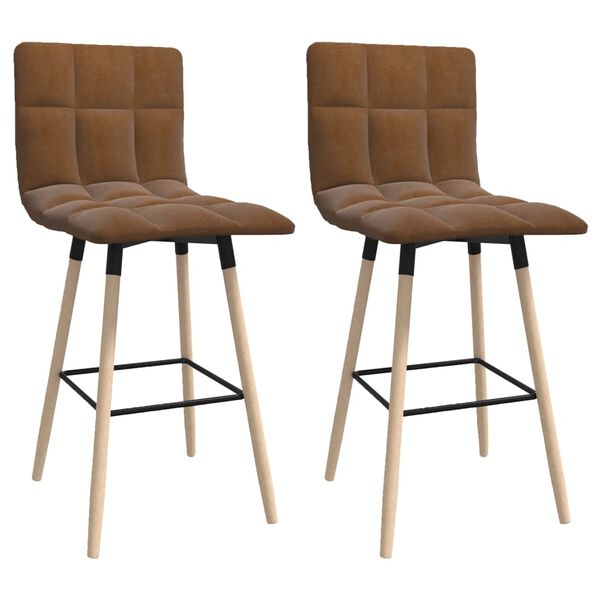 vidaXL Бар табуретки, 2 бр, кафяви, текстил