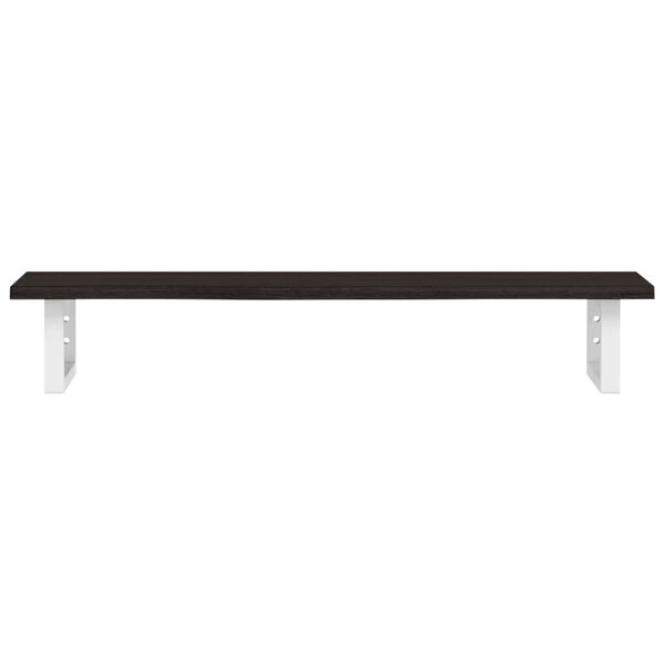 vidaXL Стенен рафт за мивка, стомана и масивно дърво дъб