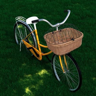 vidaXL Предна кошница за велосипед с капак 50x45x35 см натурална върба