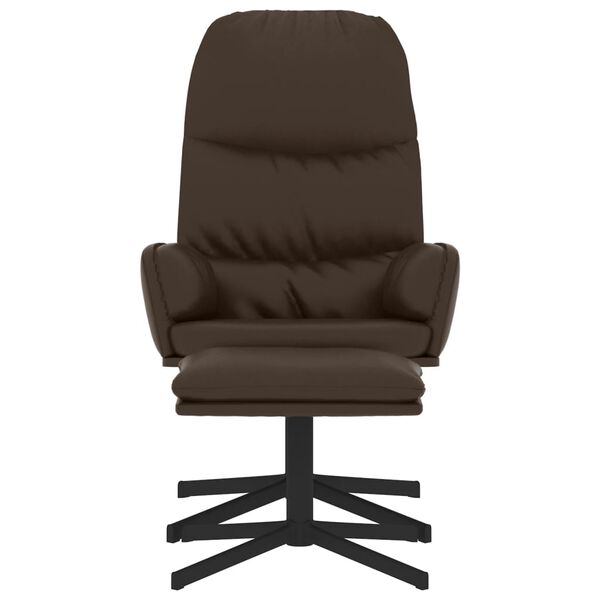 vidaXL Релаксиращ стол с табуретка, Кафяв, Изкуствена кожа