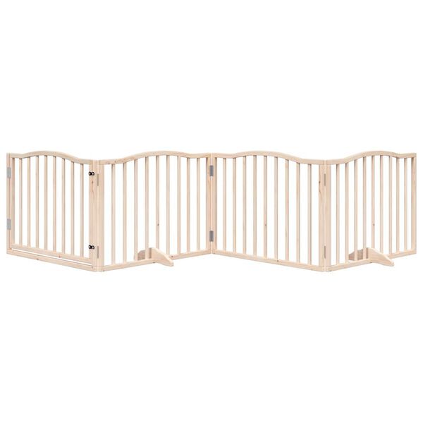 vidaXL Сгъваема преграда за кучета с врата 4 панела 320 см топола