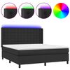 vidaXL Боксспринг легло с матрак и LED черно 160x200см изкуствена кожа