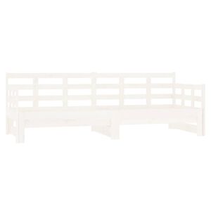 vidaXL Разтегателна кушетка, бяла, борово дърво масив, 2x(80x200) см