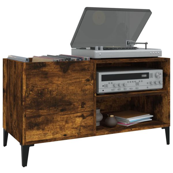 vidaXL Шкаф за винилови плочи опушен дъб 84,5x38x48 см инженерно дърво