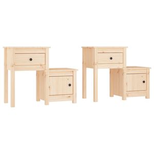 vidaXL Нощни шкафчета, 2 бр, 79,5x38x65,5 см, борово дърво масив