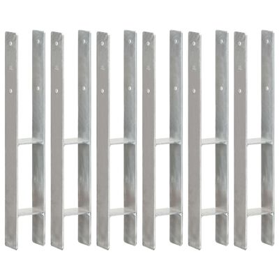 vidaXL Подпори за ограда 6 бр сребристи 8x6x60 см поцинкована стомана