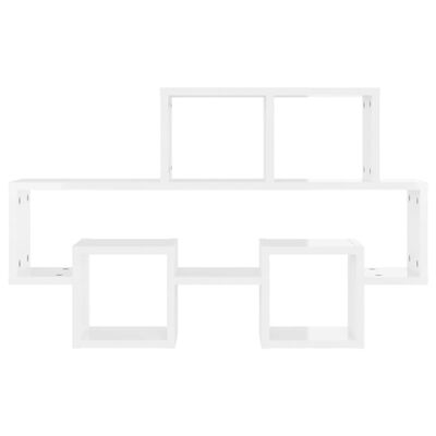 vidaXL Стенен рафт във форма на кола, бял гланц, 82x15x51 см, ПДЧ