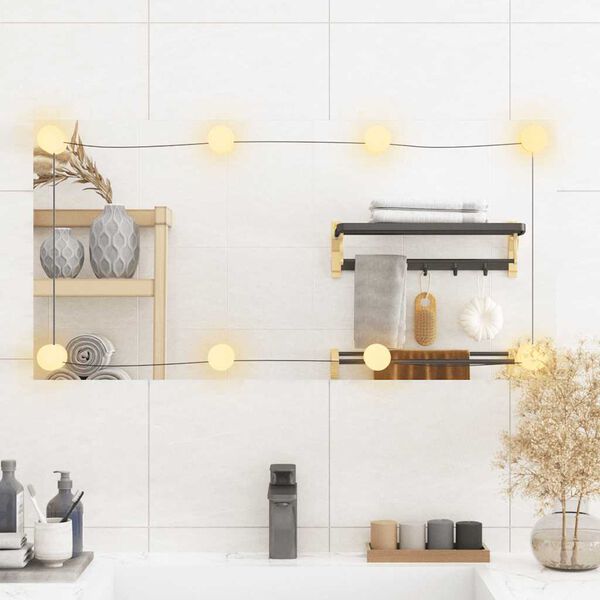 vidaXL Стенно огледало с LED лампи 40x80 см стъкло правоъгълно