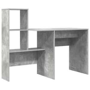 vidaXL Бюро Циментено сиво Инженерна дървесина 131,5 x 50 x 106,5 см