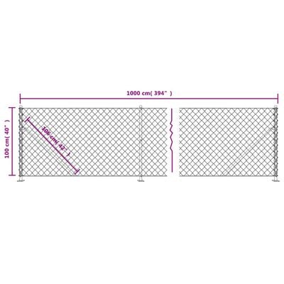 vidaXL Плетена оградна мрежа с фланец, зелена, 1x10 м