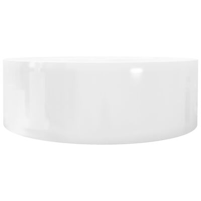 Керамична кръгла мивка с корито, преливник и отвор за смесител, бяла