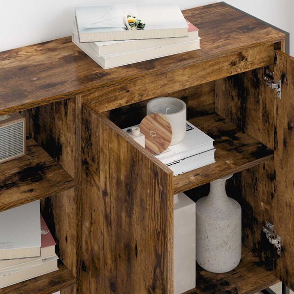 vidaXL Страничен шкаф Димящ дъб 96.5 x 30 x 75 см Инженерно дърво