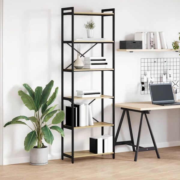 vidaXL Рафт за книги Сонома дъб 40 x 30 x 85 см Инженерно дърво