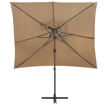 vidaXL Градински чадър чупещо рамо с двоен покрив таупе 250x250 см