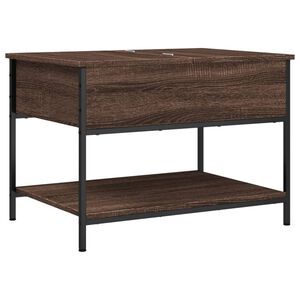 vidaXL Кафе маса, кафяв дъб, 70x50x50 см, инженерно дърво и метал