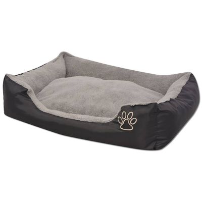 vidaXL Кучешко легло с подплатена възглавница, размер XXL, черно