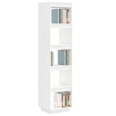 vidaXL Библиотека/разделител за стая, бяла, 40x35x167 см, бор масив