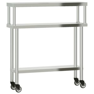vidaXL Кухненска работна маса с рафт 110x30x120 см неръждаема стомана