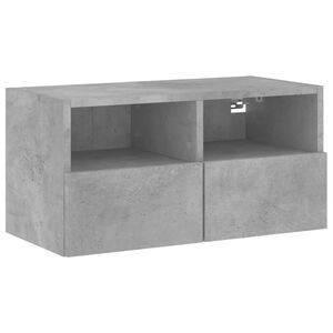vidaXL ТВ стенен шкаф, бетонно сив, 60x30x30 см, инженерно дърво