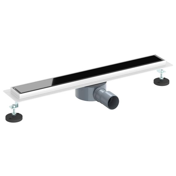 vidaXL Душов дренаж с стъклен капак и 360&deg; сифона Черно 60 cm