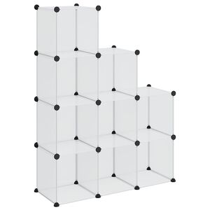 vidaXL Органайзер с кубични отделения, 9 куба, прозрачен, PP