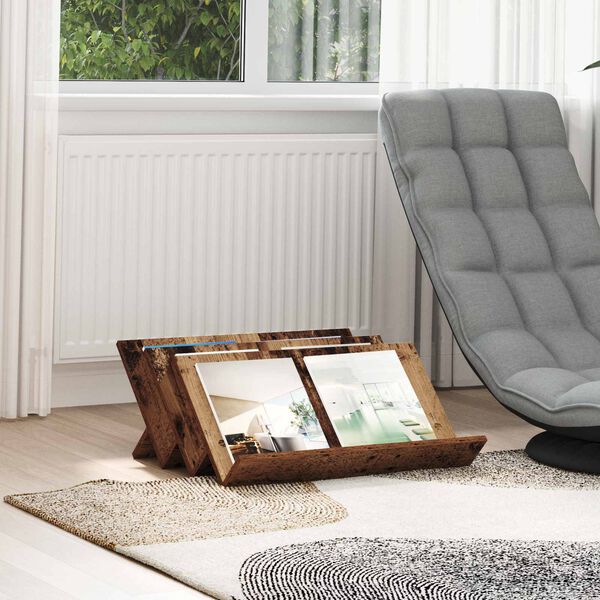 vidaXL Етажерка за списания с рафт Старо дърво 65 x 53 x 28,5 см
