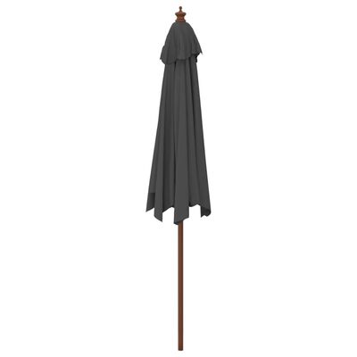 vidaXL Градински чадър с дървен прът, антрацит, 299x240 см