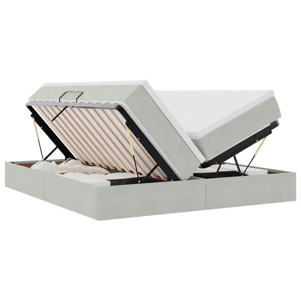 vidaXL Легло с място за съхранение и матрак Светлосиво 180 x 200 cm