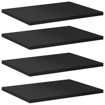 vidaXL Рафтове за етажерка, 4 бр, черен гланц, 40x30x1,5 см, ПДЧ