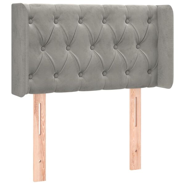 vidaXL LED горна табла за легло, светлосива,83x16x78/88 см, кадифе