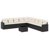 vidaXL Градински комплект диван с възглавници 10 части черен полиратан