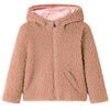 vidaXL Детско яке с качулка и изкуствен косъм Teddy, светъл коняк, 104