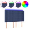 vidaXL LED горна табла за легло, синя, 147x16x118/128 см, плат