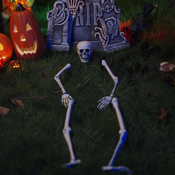 vidaXL Halloween скелет Бяло 45,5 x 13 см Пластмаса